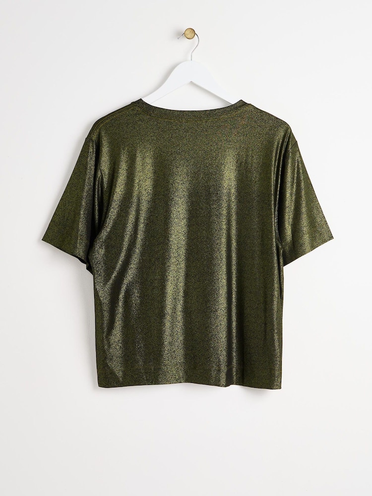 Buy Oliver Bonas Green Metallic Sparkly T-Shirt from the Next UK