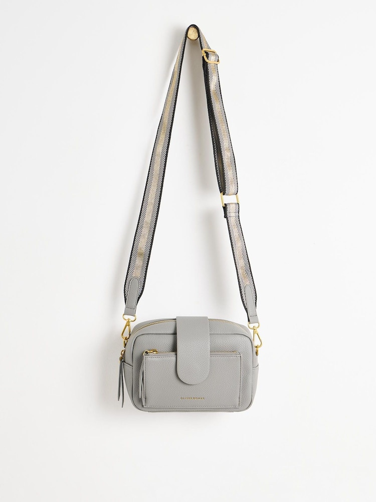 Oliver Bonas Grey Charlee Chevron Cross-Body Bag - Image 1 of 6