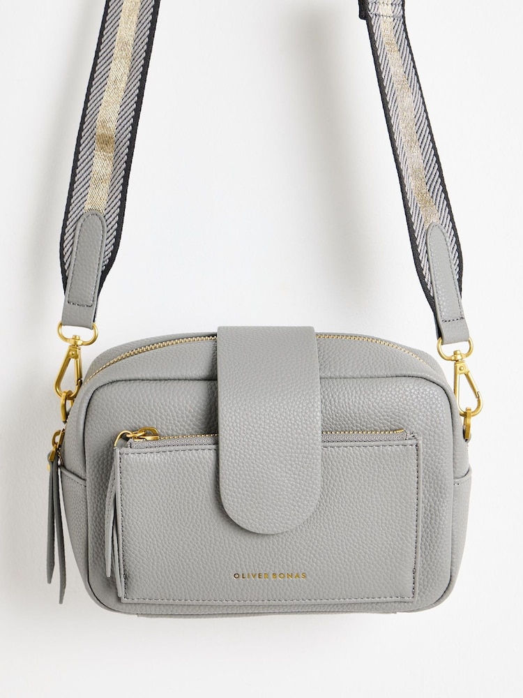 Oliver Bonas Grey Charlee Chevron Cross-Body Bag - Image 6 of 6