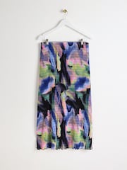 Oliver Bonas Black Infinity Print Ruched Midi Skirt - Image 1 of 5