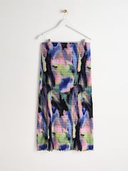 Oliver Bonas Black Infinity Print Ruched Midi Skirt - Image 2 of 5