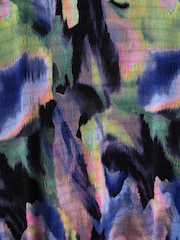 Oliver Bonas Black Infinity Print Ruched Midi Skirt - Image 3 of 5