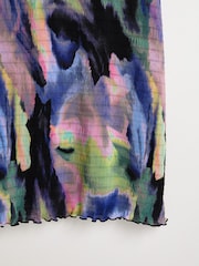 Oliver Bonas Black Infinity Print Ruched Midi Skirt - Image 4 of 5