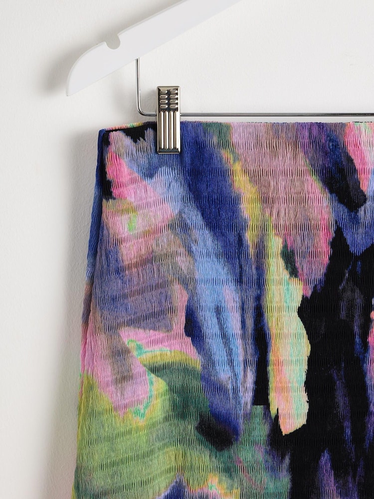 Oliver Bonas Black Infinity Print Ruched Midi Skirt - Image 5 of 5 Oliver Bonas Black Infinity Print Ruched Midi Skirt - Image 5 of 5