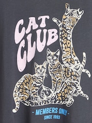 Oliver Bonas Grey Cat Club T-Shirt - Image 4 of 6
