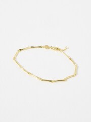 Oliver Bonas Gold Tone Eleanor Textured Bar Chian Bracelet - Image 1 of 3