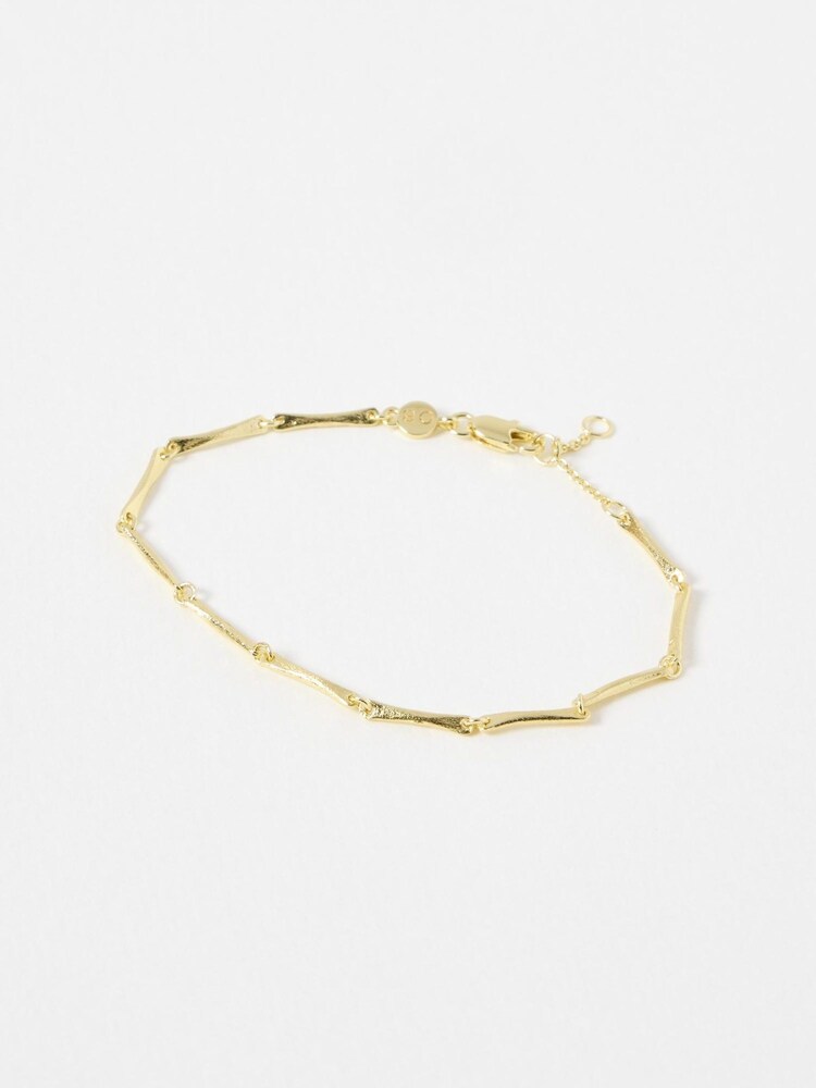 Oliver Bonas Gold Tone Eleanor Textured Bar Chian Bracelet - Image 1 of 3