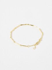 Oliver Bonas Gold Tone Eleanor Textured Bar Chian Bracelet - Image 2 of 3