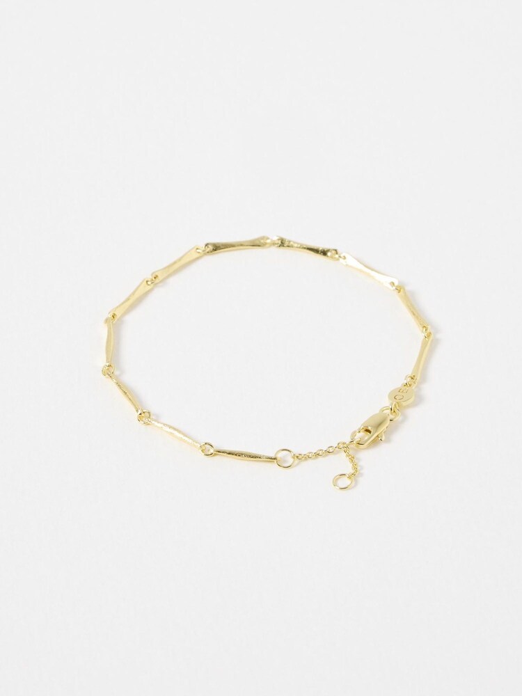Oliver Bonas Gold Tone Eleanor Textured Bar Chian Bracelet - Image 2 of 3