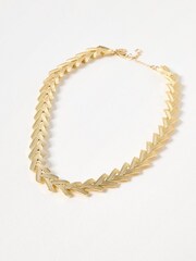 Oliver Bonas Gold Tone Hyun Textured Statement Collar Necklace - Image 1 of 3