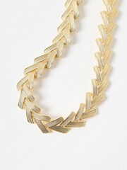 Oliver Bonas Gold Tone Hyun Textured Statement Collar Necklace - Image 2 of 3