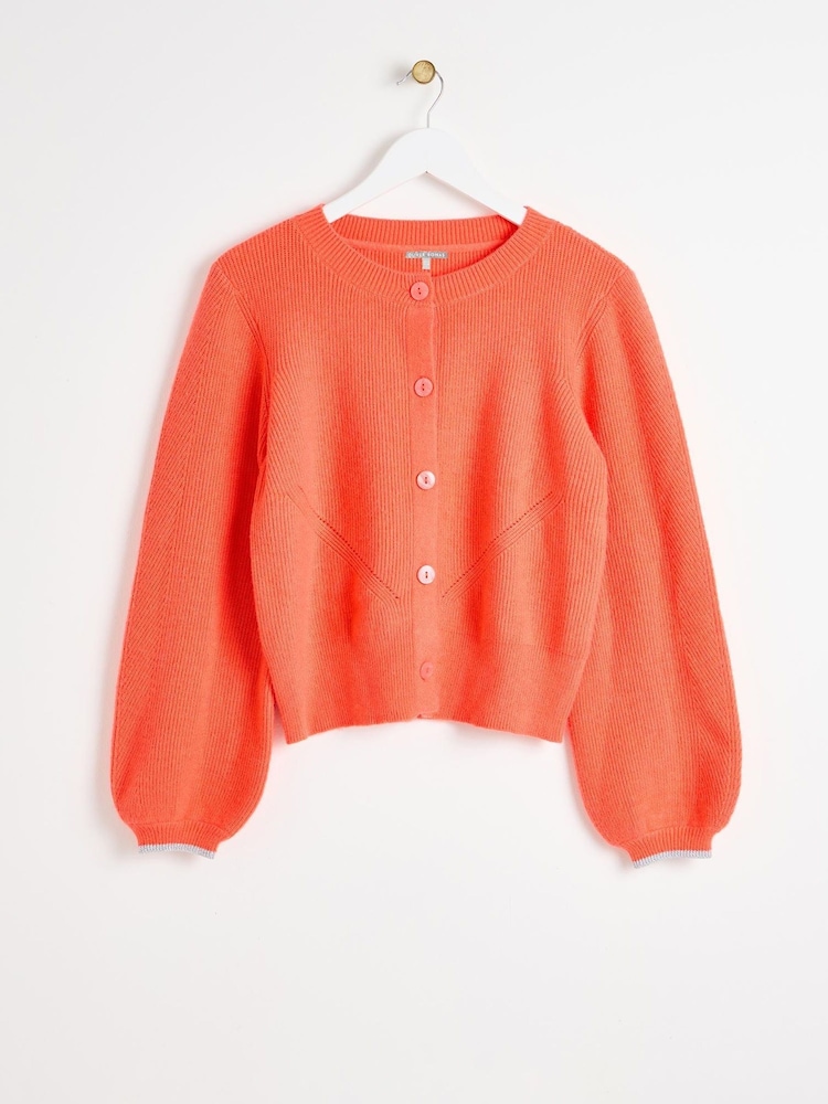 Oliver Bonas Pink Coral Knitted Cardigan - Image 1 of 6