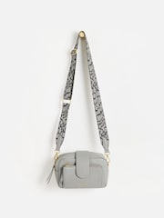 Oliver Bonas Grey Charlee Leopard Print Cross-Body Bag - Image 1 of 6