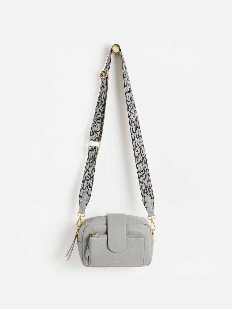 Oliver Bonas Grey Charlee Leopard Print Cross-Body Bag - Image 1 of 6