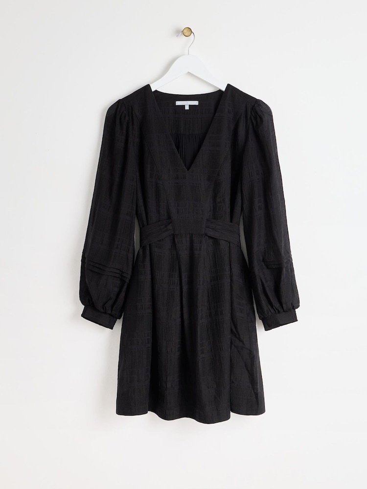 Oliver Bonas Black Luminous Floral Mini Dress - Image 1 of 6