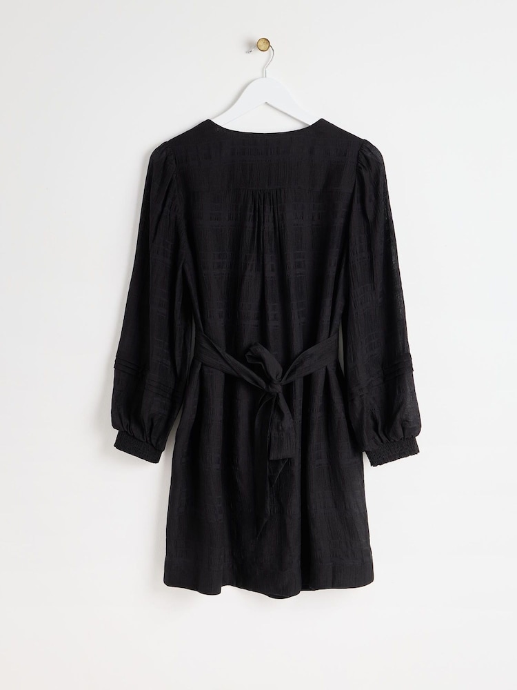 Oliver Bonas Black Luminous Floral Mini Dress - Image 2 of 6