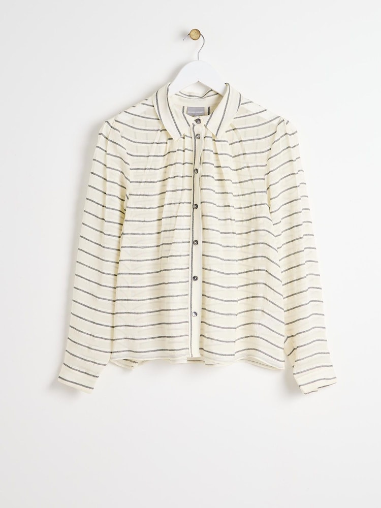 Oliver Bonas White Stripe Shirt - Image 1 of 5 Oliver Bonas White Stripe Shirt - Image 1 of 5