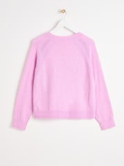 Oliver Bonas Pink Neon Pointelle Knitted Jumper - Image 2 of 6