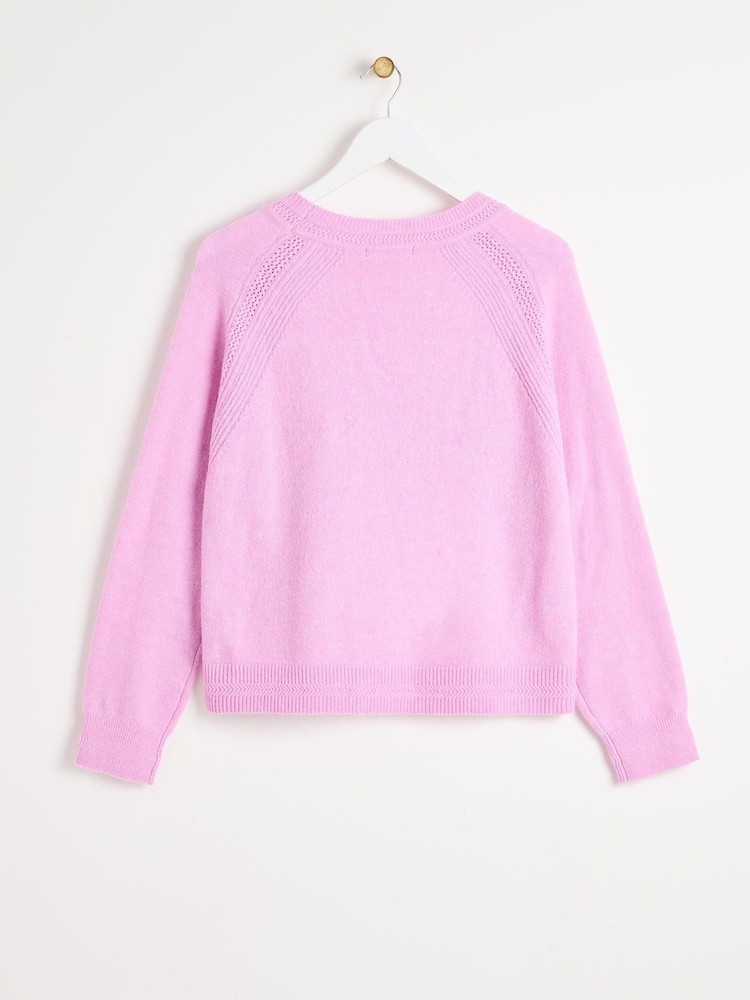 Oliver Bonas Pink Neon Pointelle Knitted Jumper - Image 2 of 6