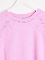 Oliver Bonas Pink Neon Pointelle Knitted Jumper - Image 3 of 6