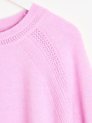 Oliver Bonas Pink Neon Pointelle Knitted Jumper - Image 4 of 6