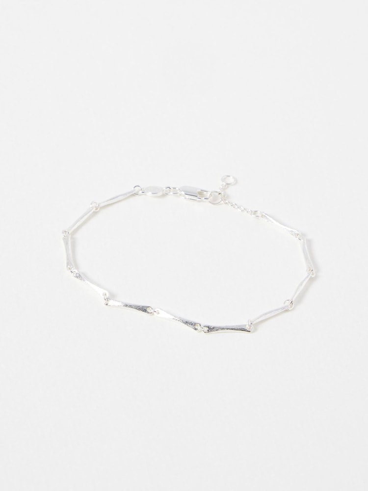 Oliver Bonas Silver Tone Eleanor Textured Bar Chain Bracelet - Image 1 of 3