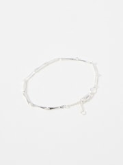 Oliver Bonas Silver Tone Eleanor Textured Bar Chain Bracelet - Image 2 of 3