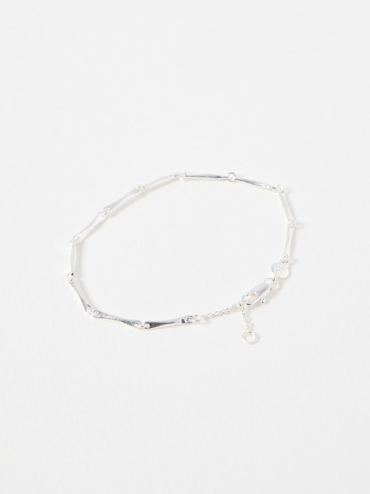 Oliver Bonas Silver Tone Eleanor Textured Bar Chain Bracelet - Image 2 of 3 Oliver Bonas Silver Tone Eleanor Textured Bar Chain Bracelet - Image 2 of 3