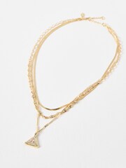 Oliver Bonas Gold Tone Somaya Layered Triangular Pendant Necklace - Image 2 of 3
