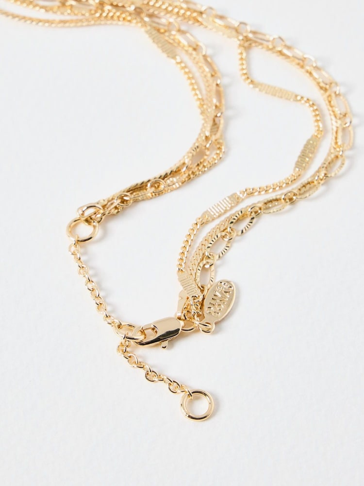 Oliver Bonas Gold Tone Somaya Layered Triangular Pendant Necklace - Image 3 of 3