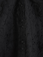 Oliver Bonas Black Broderie Embroidered Floral 100% Cotton Blouse - Image 4 of 6
