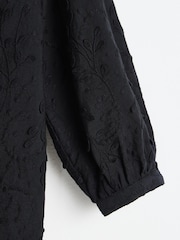 Oliver Bonas Black Broderie Embroidered Floral 100% Cotton Blouse - Image 5 of 6