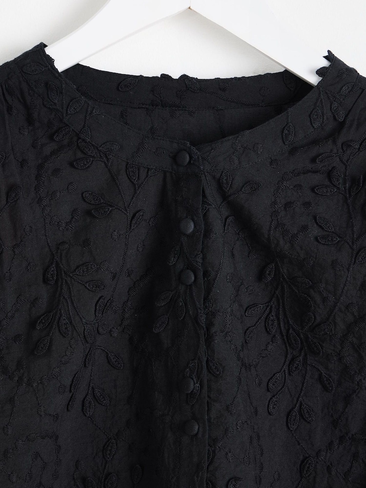 Oliver Bonas Black Broderie Embroidered Floral 100% Cotton Blouse - Image 6 of 6 Oliver Bonas Black Broderie Embroidered Floral 100% Cotton Blouse - Image 6 of 6