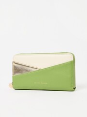 Oliver Bonas Olive Green Sita Metallic Zip Around Purse - Image 2 of 6
