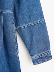 Oliver Bonas Blue Denim Collarless Mini Dress - Image 5 of 6