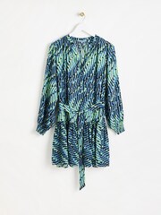 Oliver Bonas Blue & Green Geometric Mini Dress - Image 1 of 6
