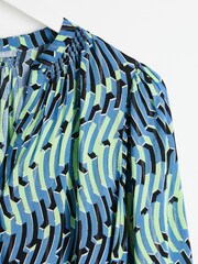 Oliver Bonas Blue & Green Geometric Mini Dress - Image 4 of 6