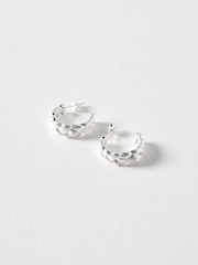 Oliver Bonas Silver Tone Sylvia Plaited Texture Earrings - Image 1 of 3