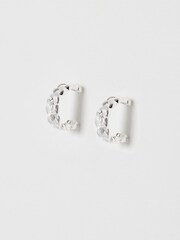 Oliver Bonas Silver Tone Sylvia Plaited Texture Earrings - Image 2 of 3