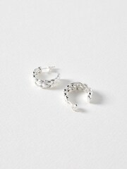 Oliver Bonas Silver Tone Sylvia Plaited Texture Earrings - Image 3 of 3