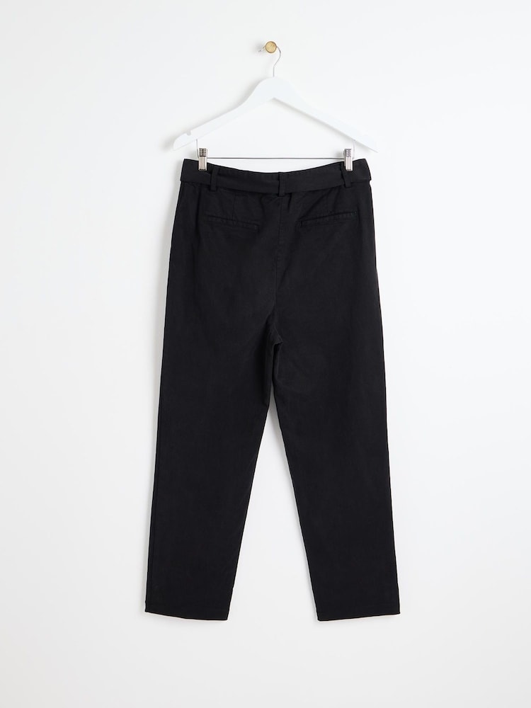 Oliver Bonas Black Tie Waist Tapered Trousers - Image 2 of 5