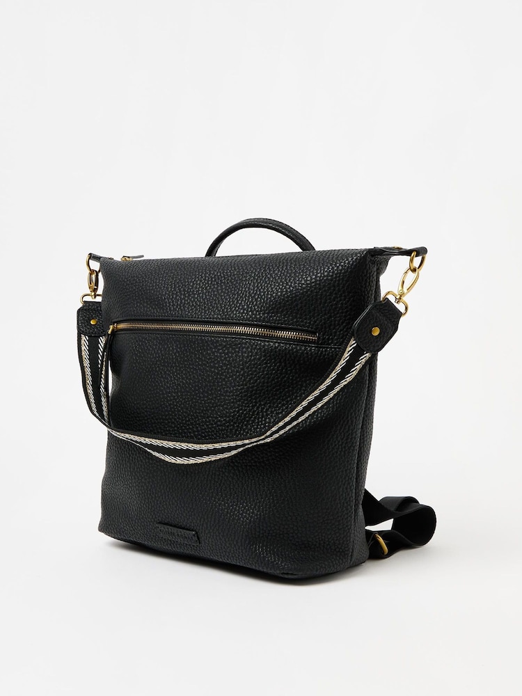 Oliver Bonas Black Ethel Strap Backpack - Image 2 of 6