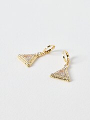 Oliver Bonas Gold Tone Somaya Triangular Huggie Earrings - Image 1 of 3