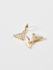 Oliver Bonas Gold Tone Somaya Triangular Huggie Earrings - Image 2 of 3
