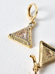Oliver Bonas Gold Tone Somaya Triangular Huggie Earrings - Image 3 of 3