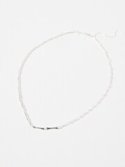 Oliver Bonas Silver Tone Eleanor Textured Bar Collar Necklace - Image 1 of 3
