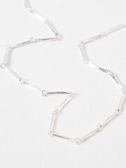 Oliver Bonas Silver Tone Eleanor Textured Bar Collar Necklace - Image 2 of 3