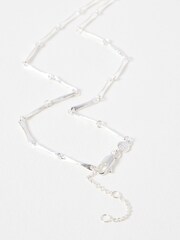 Oliver Bonas Silver Tone Eleanor Textured Bar Collar Necklace - Image 3 of 3