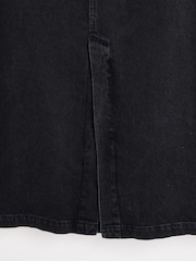 Oliver Bonas Black Washed Denim Midi 100% Cotton Skirt - Image 5 of 5