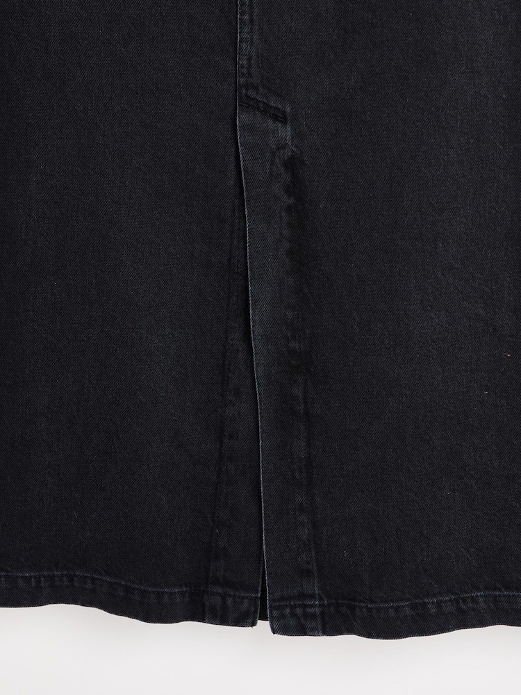 Oliver Bonas Black Washed Denim Midi 100% Cotton Skirt - Image 5 of 5 Oliver Bonas Black Washed Denim Midi 100% Cotton Skirt - Image 5 of 5